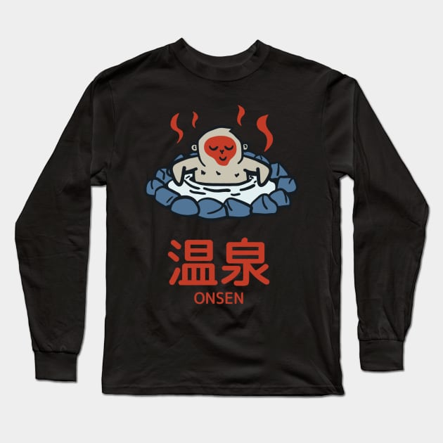 Snow Monkey Relaxing in Onsen Long Sleeve T-Shirt by rarpoint